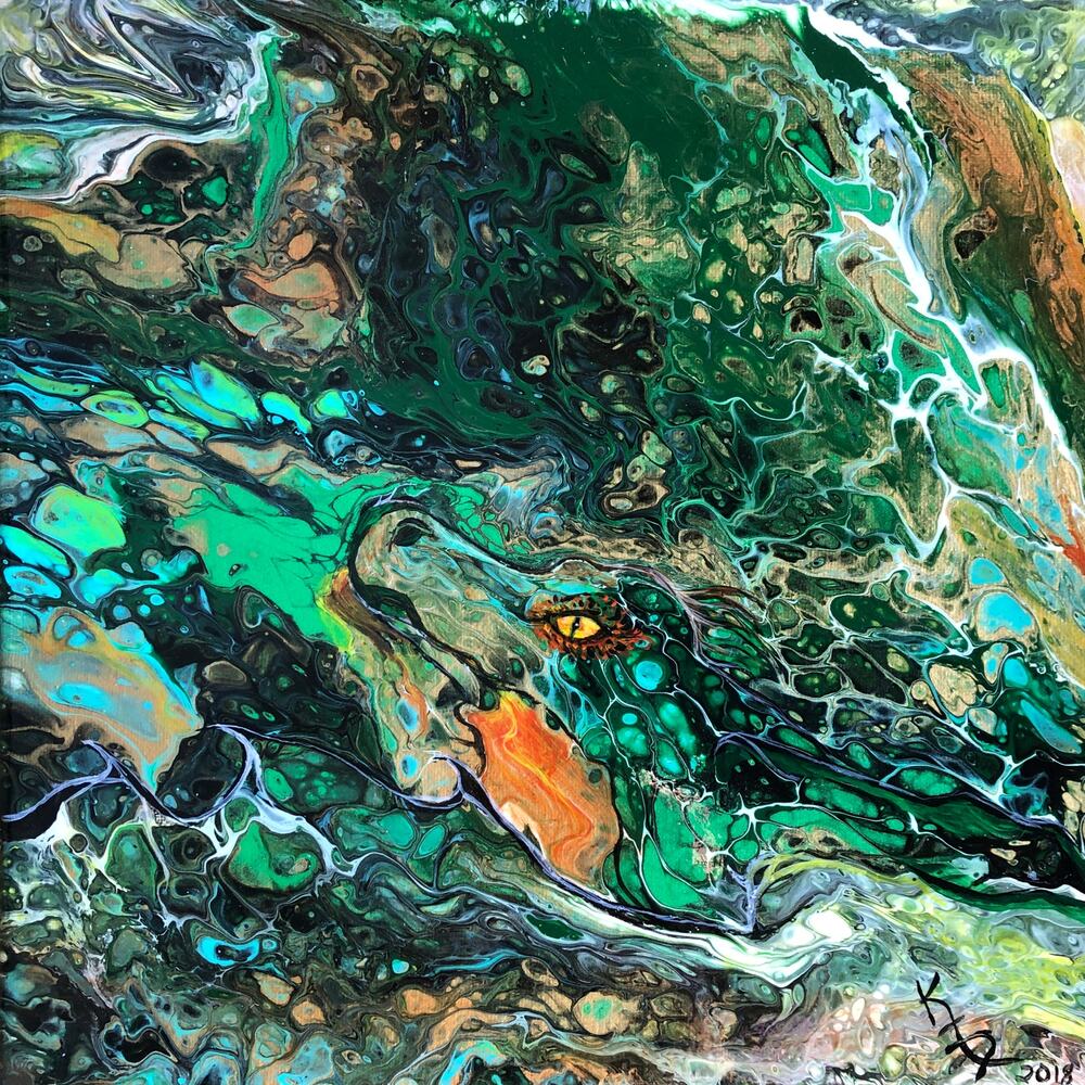 Art Print from my Original Work 12" x 12" "Here There Be Dragons" Acid Free